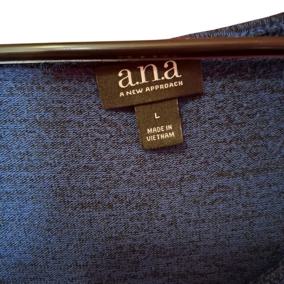 a.n.a Large Blue Heathered Knit Bell Sleeve Scoop Neck Top - Picture 2 of 2